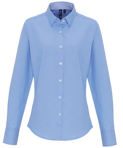 Premier PR338 Ladies Long Sleeve Striped Oxford Shirt - COOZO