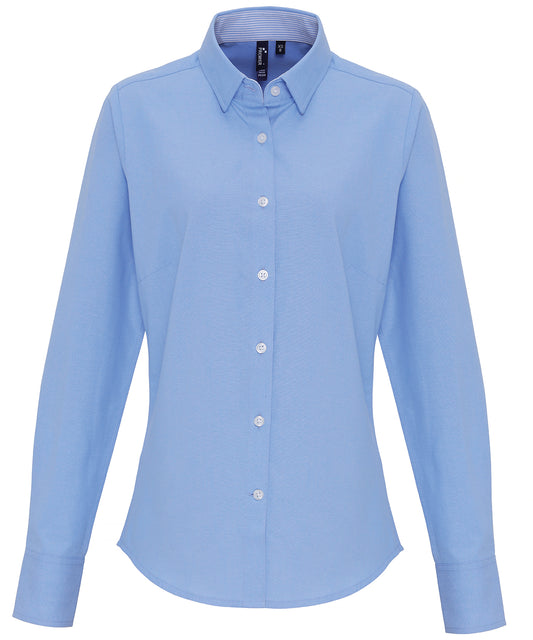Premier PR338 Ladies Long Sleeve Striped Oxford Shirt - COOZO