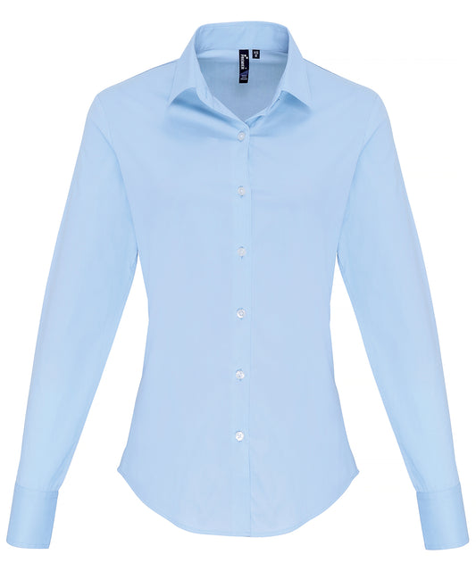 Premier PR344 Ladies Long Sleeve Stretch Fit Poplin Shirt - COOZO