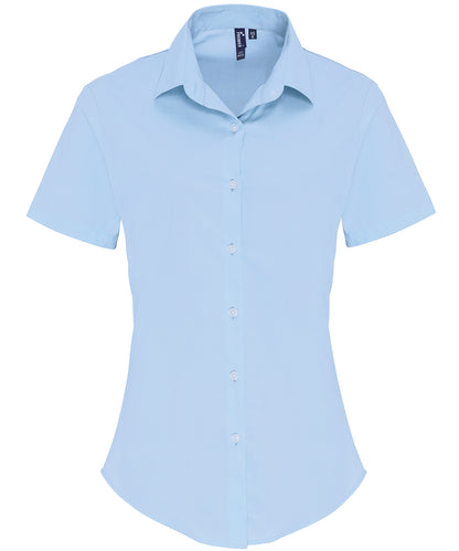 Premier PR346 Ladies Short Sleeve Stretch Fit Poplin Shirt - COOZO
