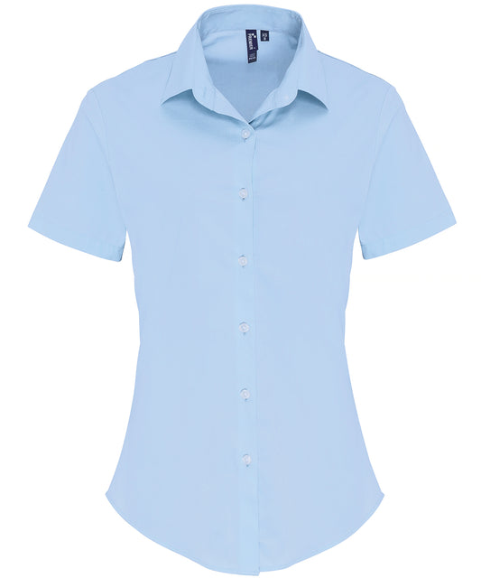 Premier PR346 Ladies Short Sleeve Stretch Fit Poplin Shirt - COOZO