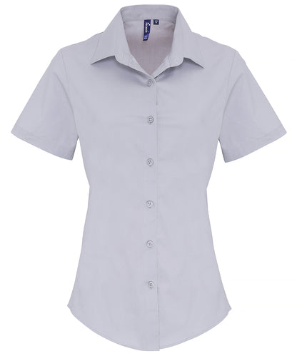 Premier PR346 Ladies Short Sleeve Stretch Fit Poplin Shirt - COOZO