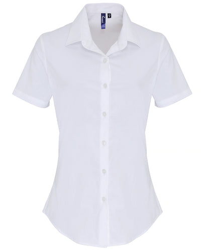 Premier PR346 Ladies Short Sleeve Stretch Fit Poplin Shirt - COOZO
