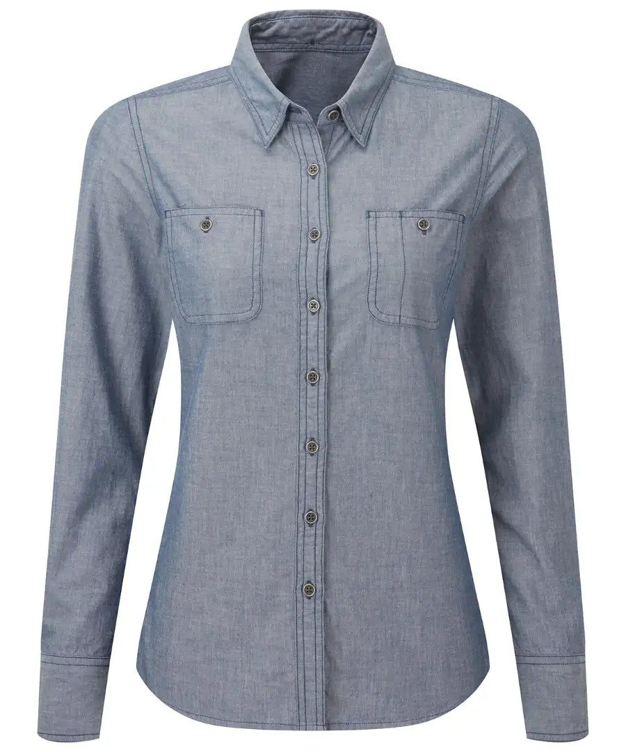Premier PR347 Women's Chambray shirt, organic and Fairtrade certified - COOZO