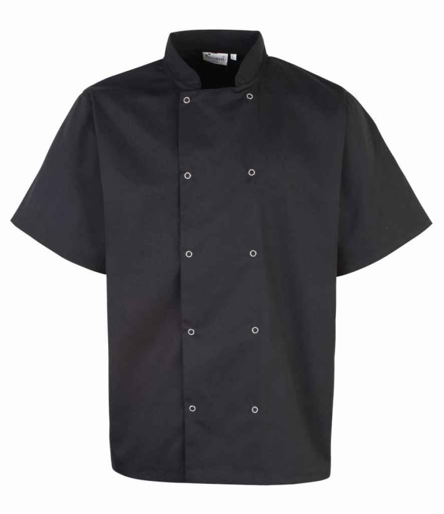 Premier PR664 Unisex Short Sleeve Stud Front Chef's Jacket - COOZO