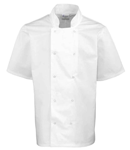 Premier PR664 Unisex Short Sleeve Stud Front Chef's Jacket - COOZO