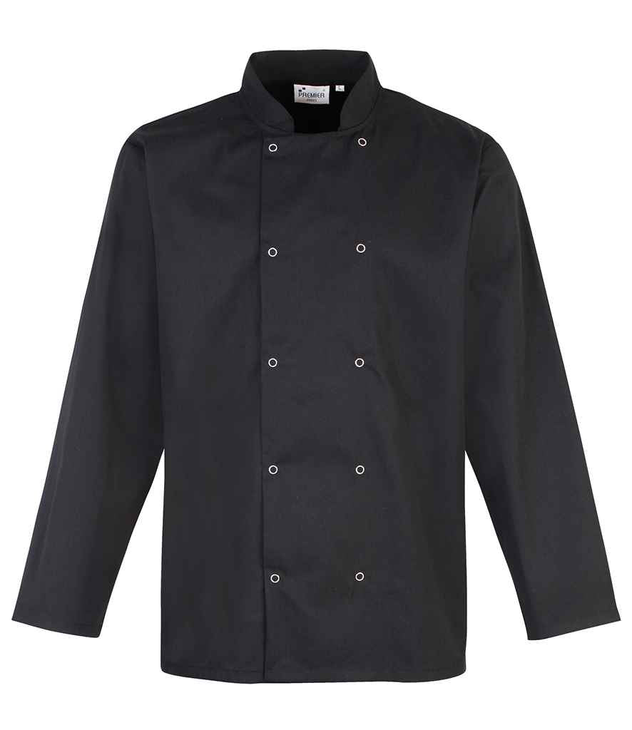 Premier PR665 Unisex Long Sleeve Stud Front Chef's Jacket - COOZO