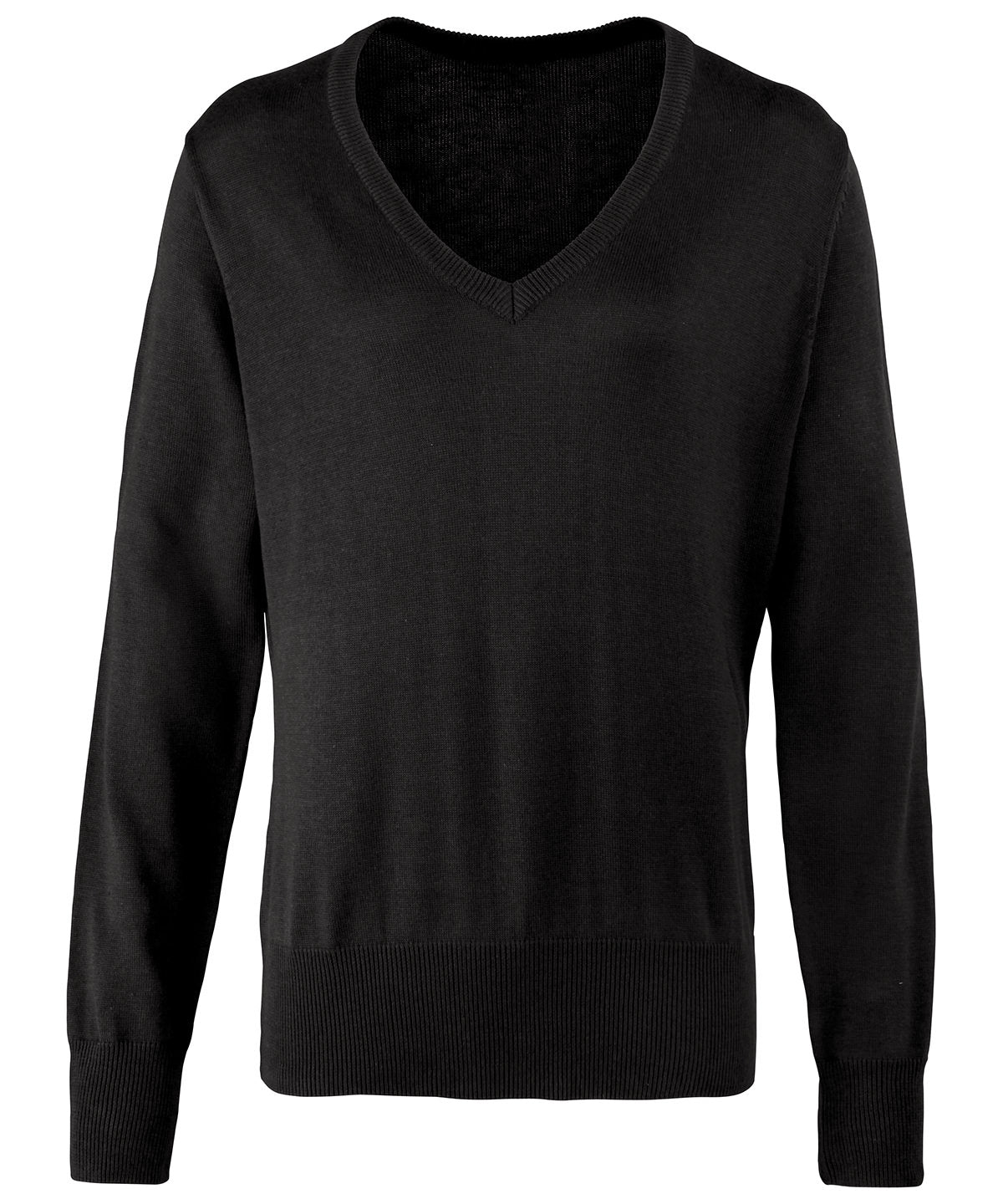 Premier PR696 Ladies Knitted Cotton Acrylic V Neck Sweater - COOZO