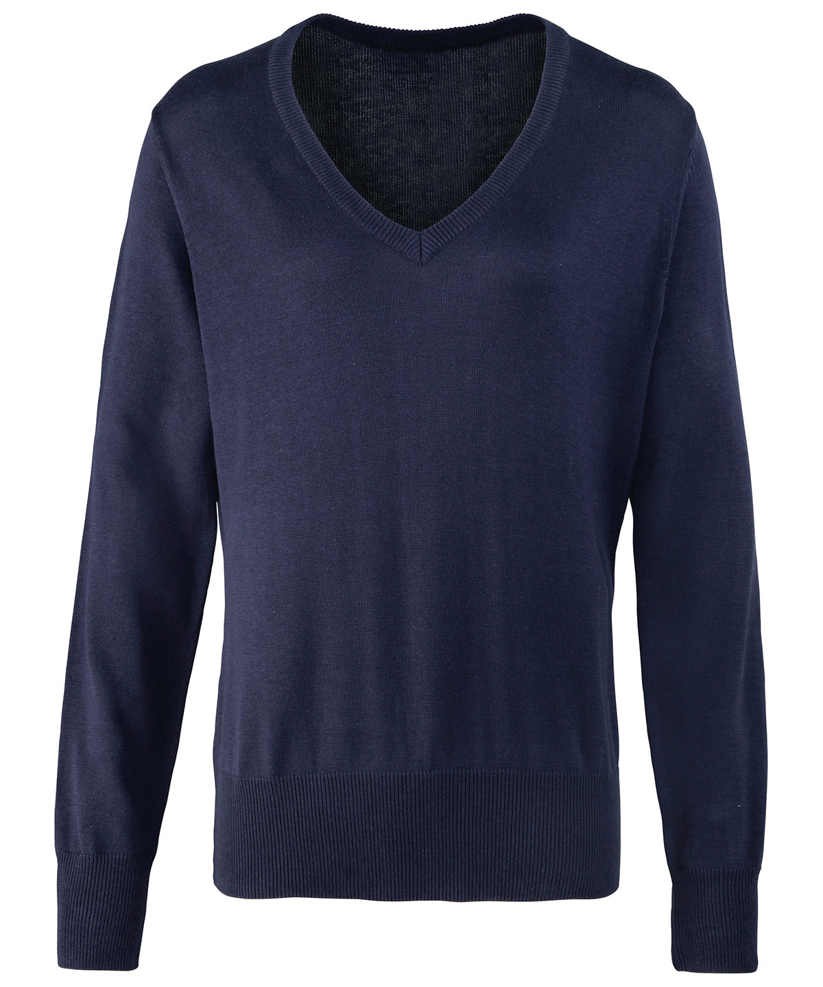 Premier PR696 Ladies Knitted Cotton Acrylic V Neck Sweater - COOZO