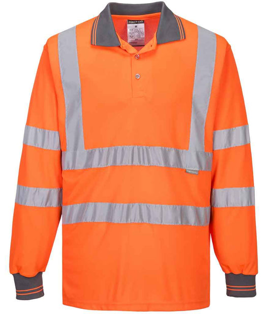 Portwest PW059 Hi-Vis Long Sleeve Polo Shirt - COOZO