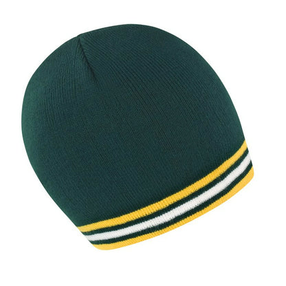 Result National beanie 100% Acrylic Windproof Stripe knit (R368X) - COOZO