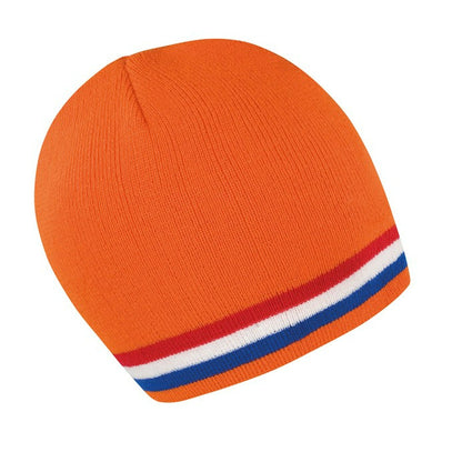 Result National beanie 100% Acrylic Windproof Stripe knit (R368X) - COOZO