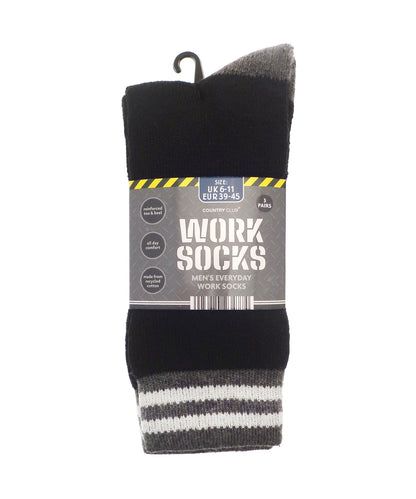 Ribbon RI024 Men¡¯S 3-Pack Work Socks (Recycled Cotton)