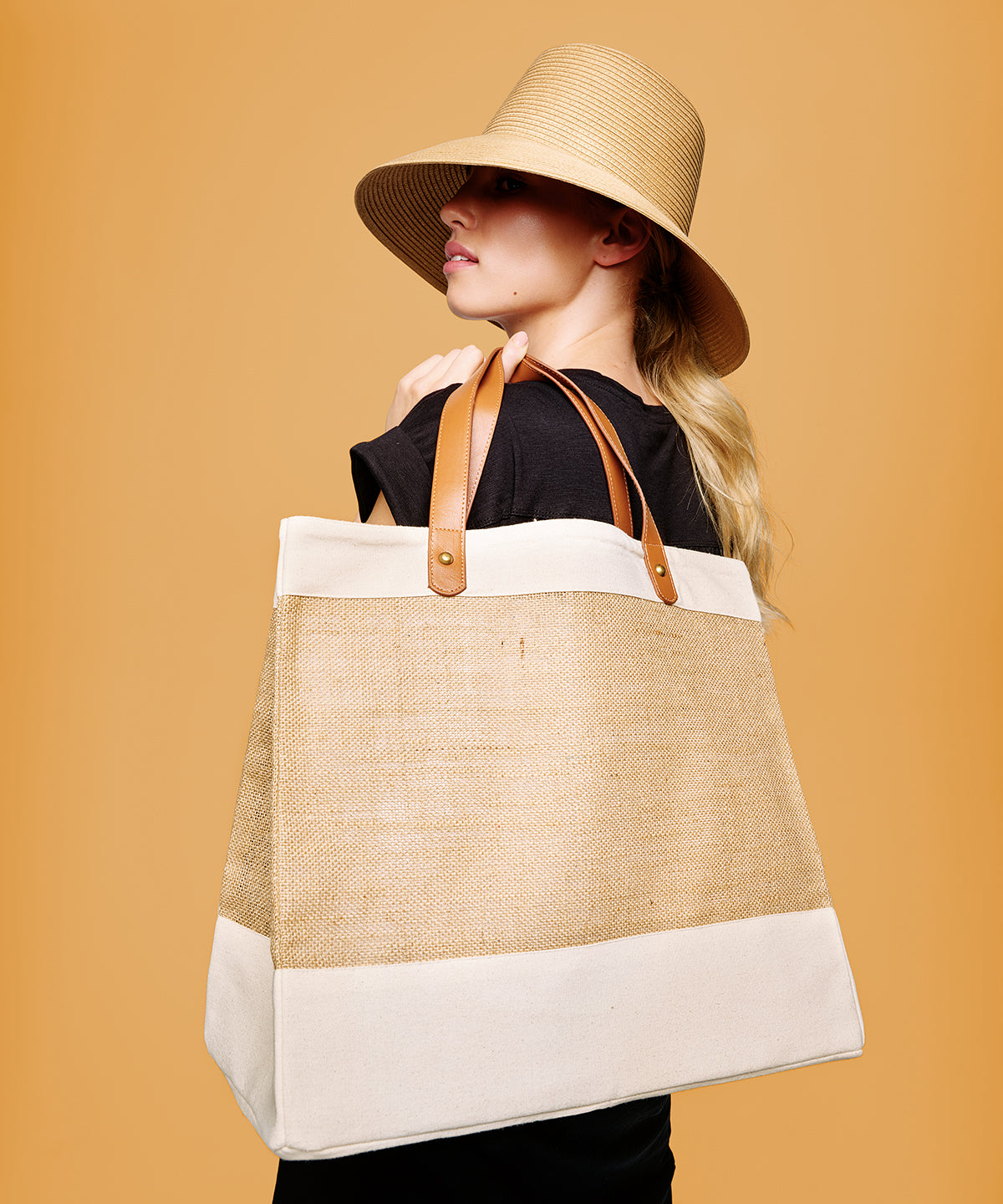 COOZO-Adley jute with faux leather tote