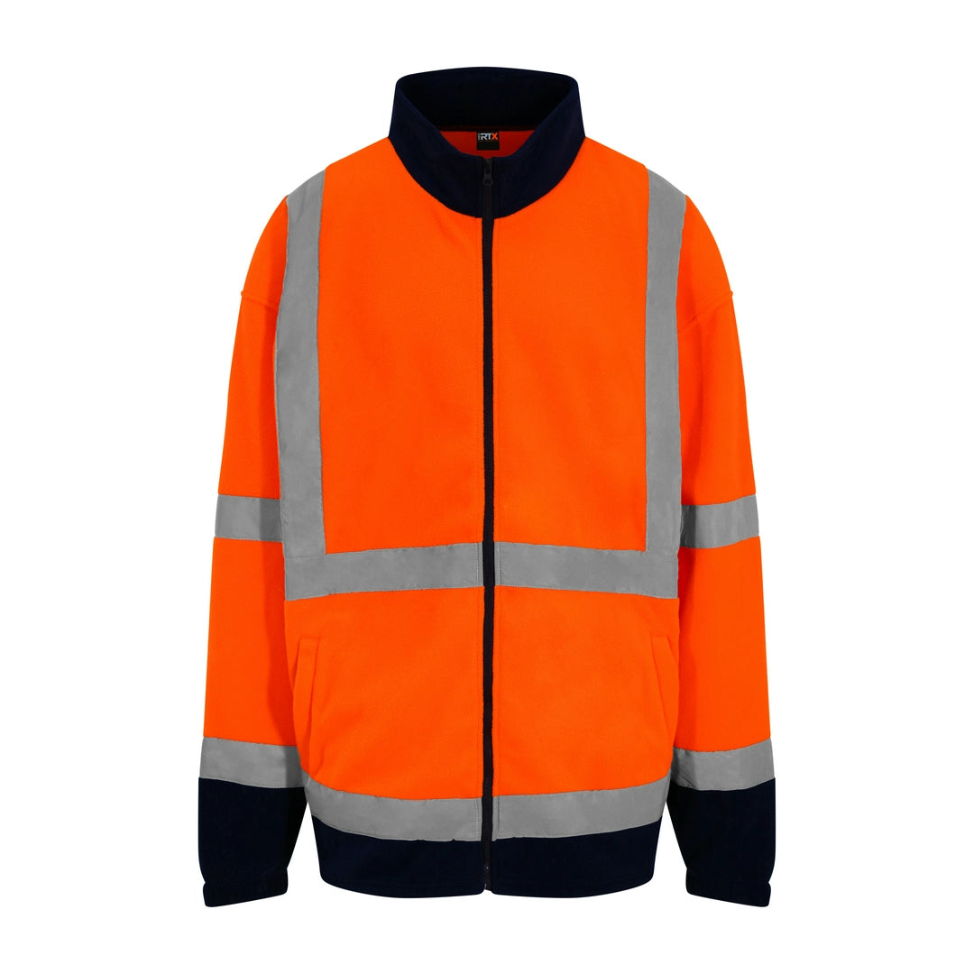 PRO RTX HIGH VISIBILITY RX750 full-zip fleece coat 100% Polyester Stand-up contrast colour collar - COOZO