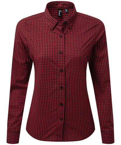 Premier PR352 Women's Maxton check long sleeve shirt - COOZO