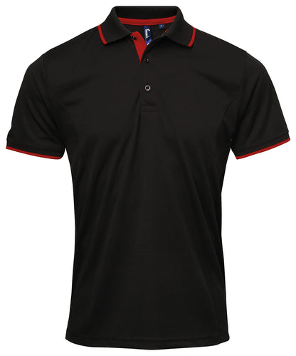 Premier PR618 Contrast Coolchecker Piqu Polo Shirt - COOZO