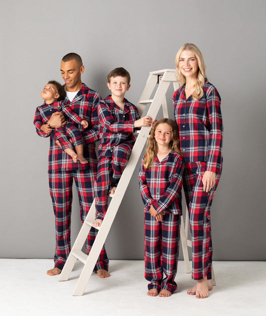 COOZO Mens Ladies Kids Baby Tartan Pyjamas Family Couples Matching Loungewear Sets SM74