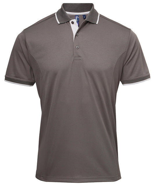 Premier PR618 Contrast Coolchecker Piqu Polo Shirt - COOZO