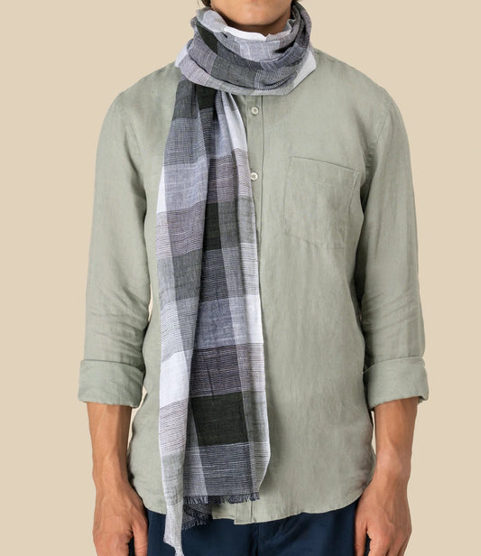 Spasso SP149 Greenish Check Scarf