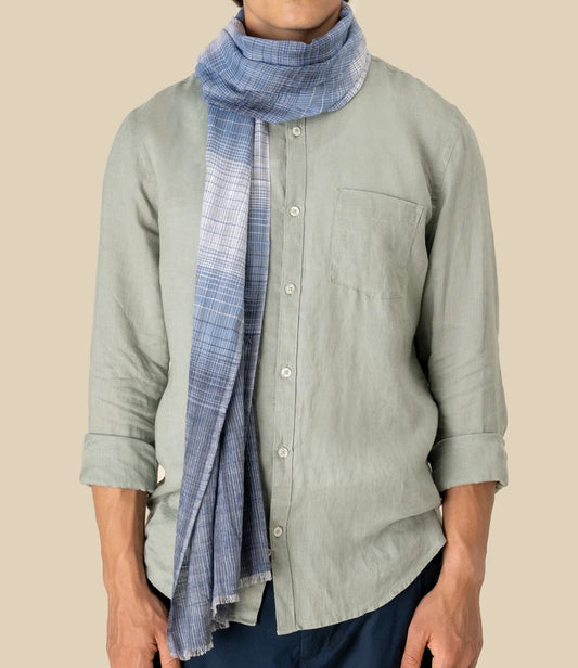 Spasso SP150 Blue Classic Check Scarf