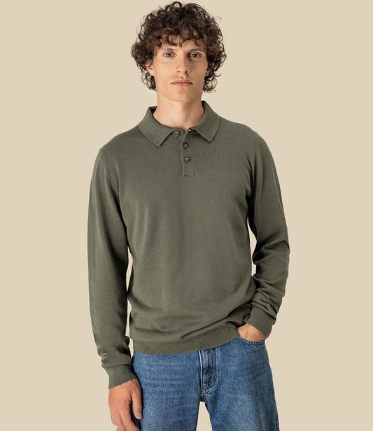 COOZO-Spasso Knitted Long Sleeve Polo Shirt