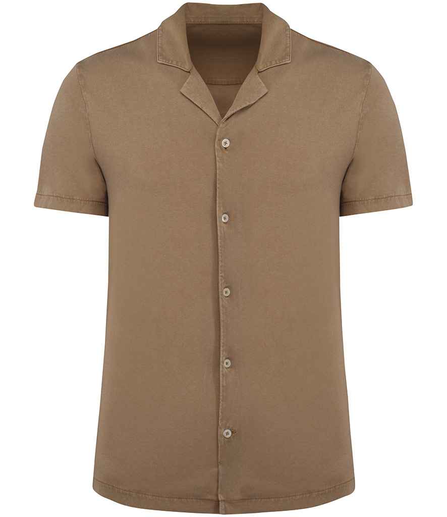 Spasso SP522 Jersey Short Sleeve Bowling Collar Shirt - COOZO
