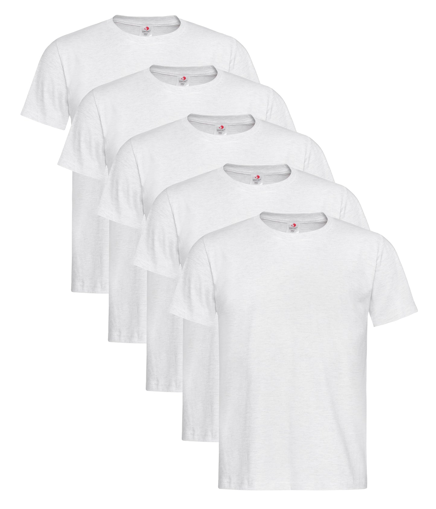 Stedman ST2000 Unisex Classic Regular Fit Crew Necked T-Shirt 155gsm 100% Cotton (pack of 5) - COOZO