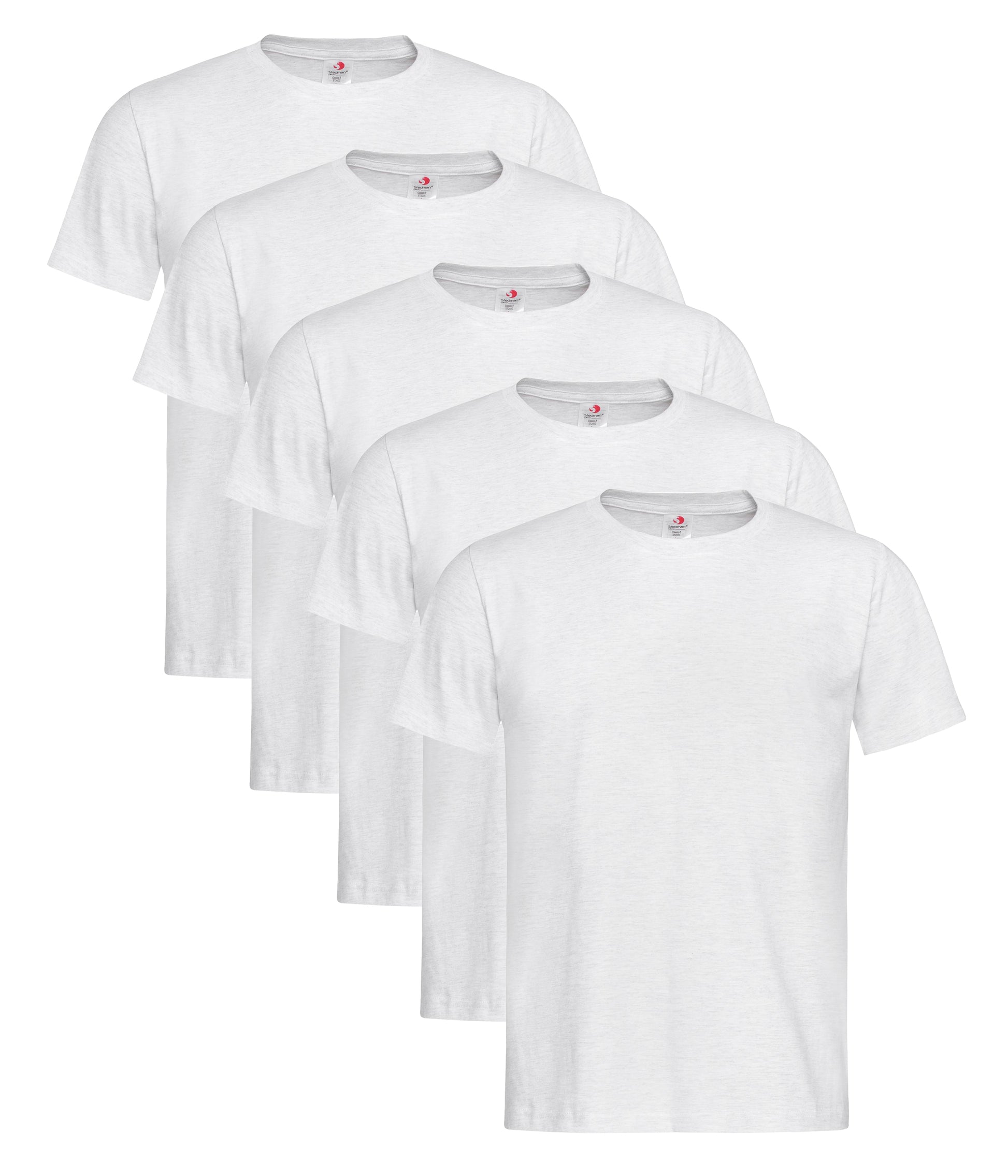 Stedman ST2000 Unisex Classic Regular Fit Crew Necked T-Shirt 155gsm 100% Cotton (pack of 5) - COOZO