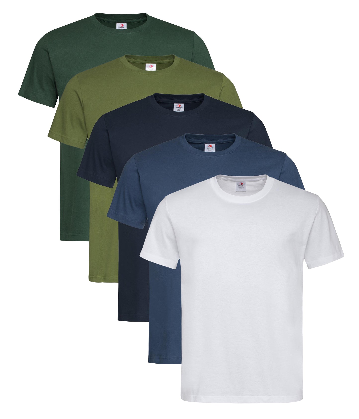 Stedman ST2000 Unisex Classic Regular Fit Crew Necked T-Shirt 155gsm 100% Cotton Mixed colors (pack of 5) - COOZO