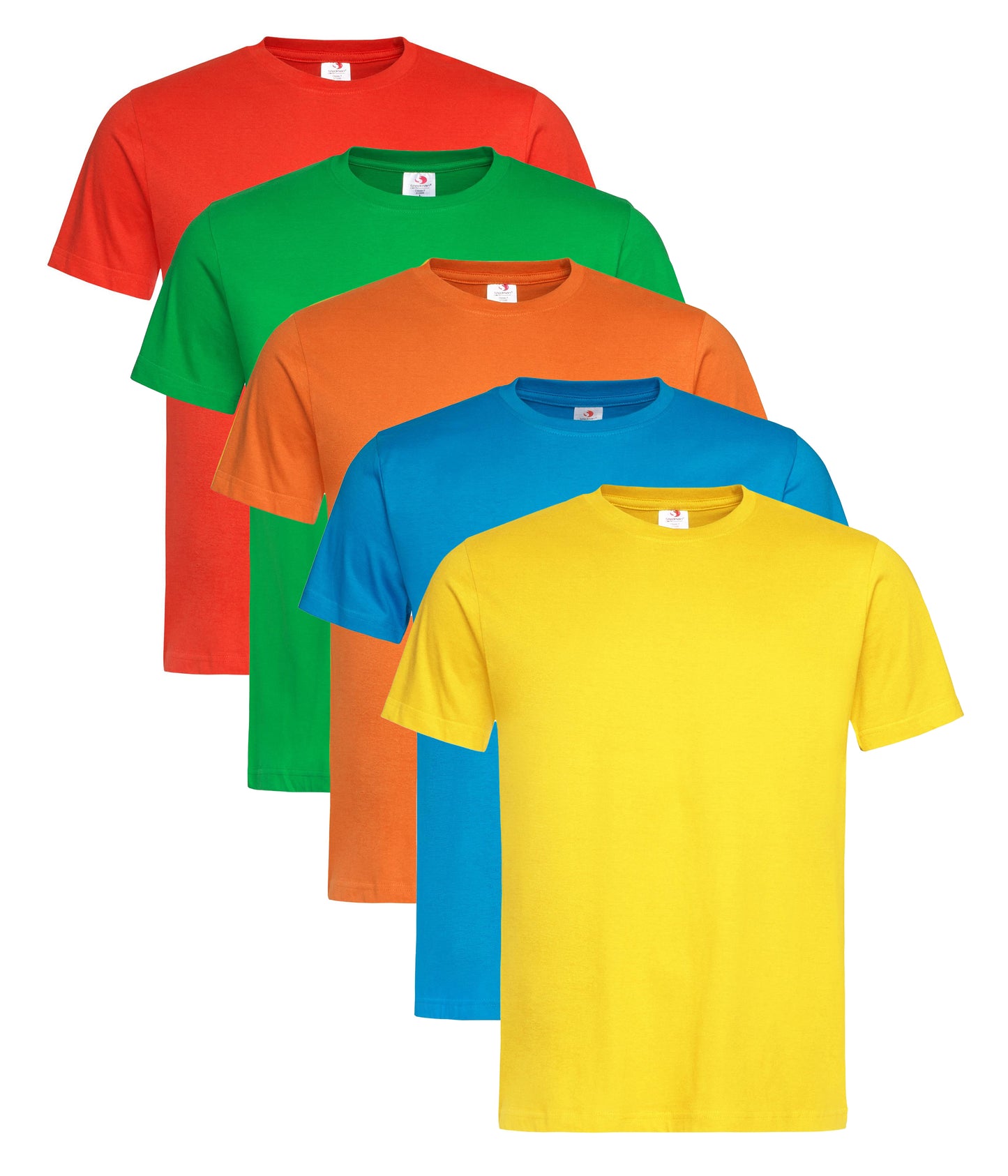Stedman ST2000 Unisex Classic Regular Fit Crew Necked T-Shirt 155gsm 100% Cotton Mixed colors (pack of 5) - COOZO