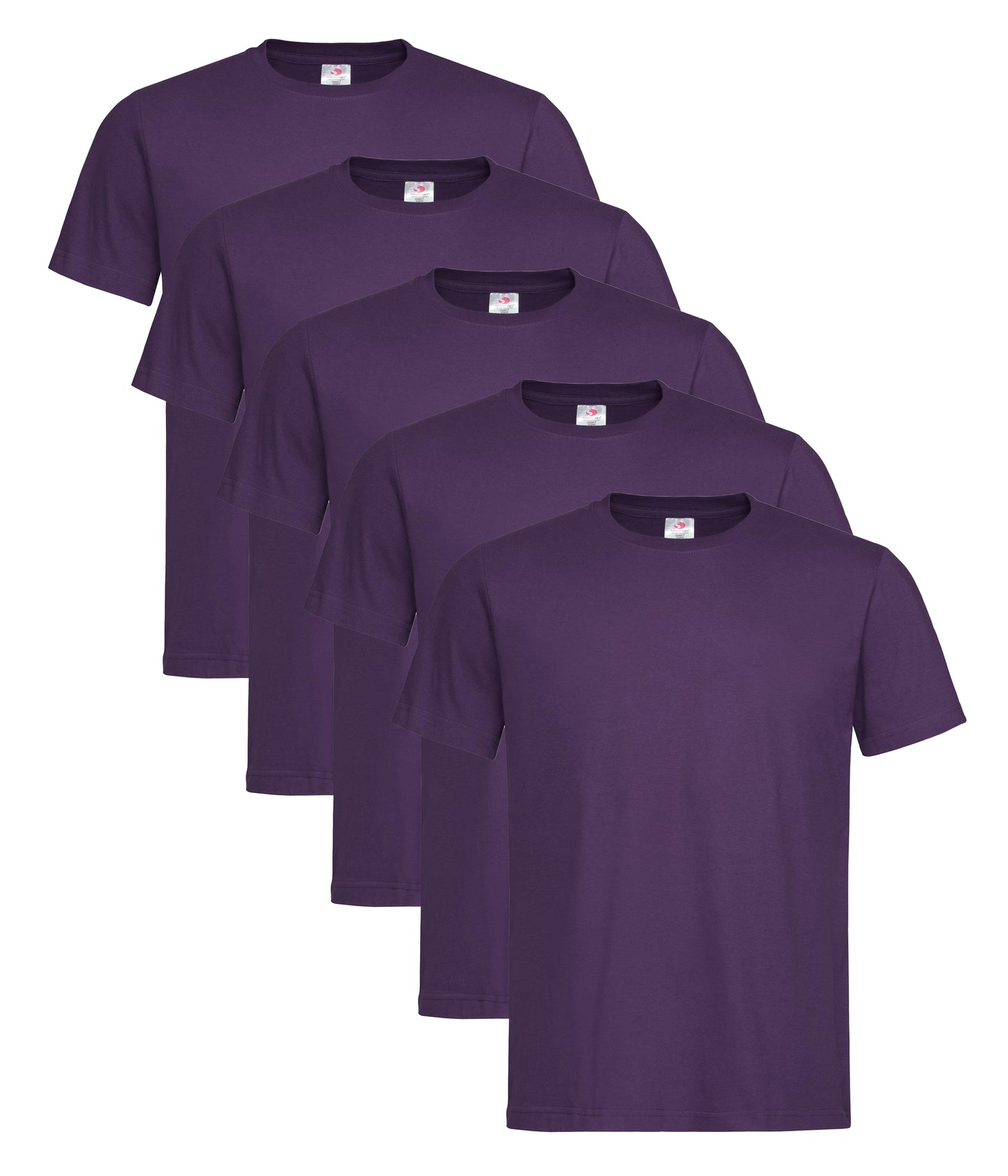 Stedman ST2000 Unisex Classic Regular Fit Crew Necked T-Shirt 155gsm 100% Cotton Mixed colors (pack of 5) - COOZO
