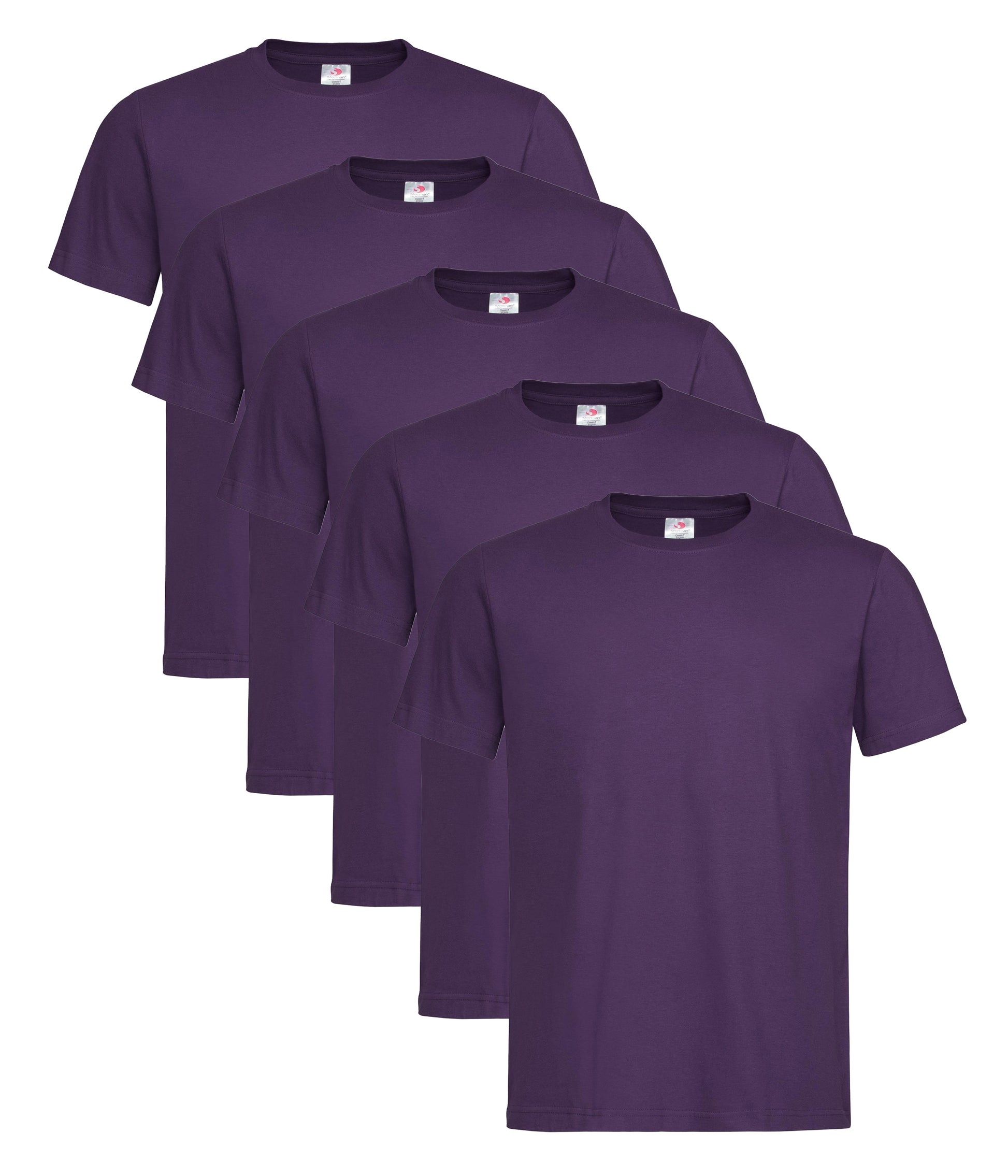 Stedman ST2000 Unisex Classic Regular Fit Crew Necked T-Shirt 155gsm 100% Cotton Mixed colors (pack of 5) - COOZO