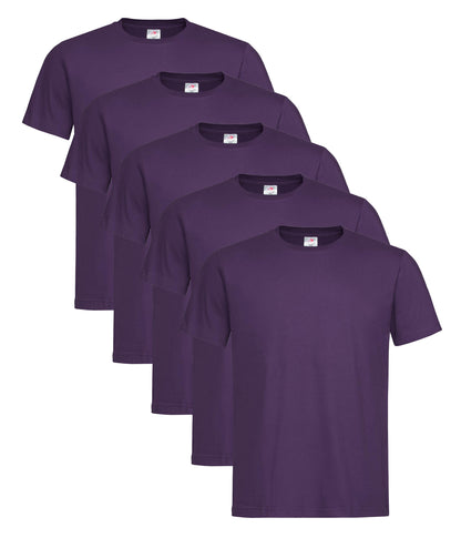Stedman ST2000 Unisex Classic Regular Fit Crew Necked T-Shirt 155gsm 100% Cotton Mixed colors (pack of 5) - COOZO