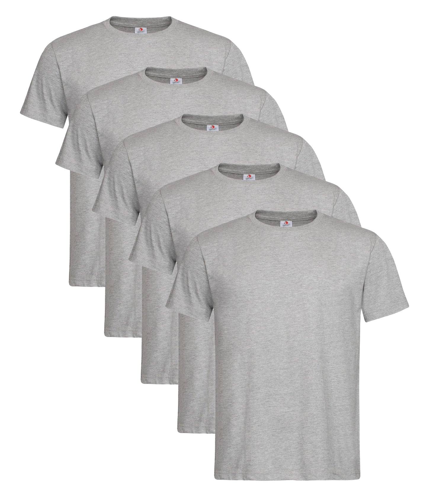 Stedman ST2000 Unisex Classic Regular Fit Crew Necked T-Shirt 155gsm 100% Cotton (pack of 5) - COOZO