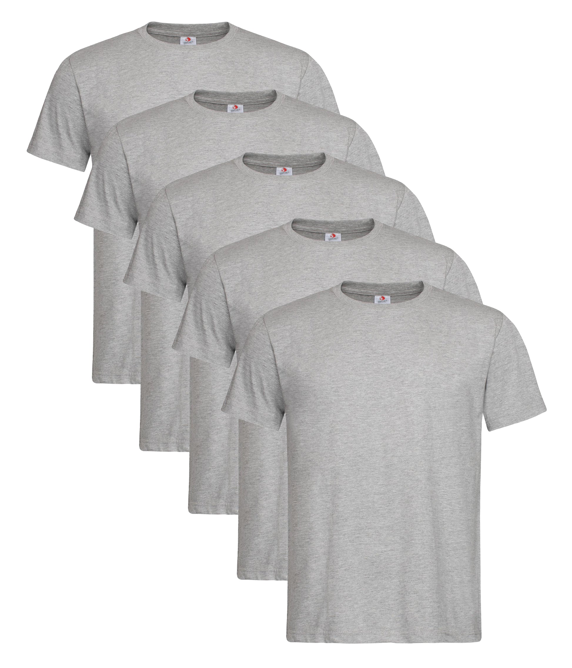 Stedman ST2000 Unisex Classic Regular Fit Crew Necked T-Shirt 155gsm 100% Cotton (pack of 5) - COOZO