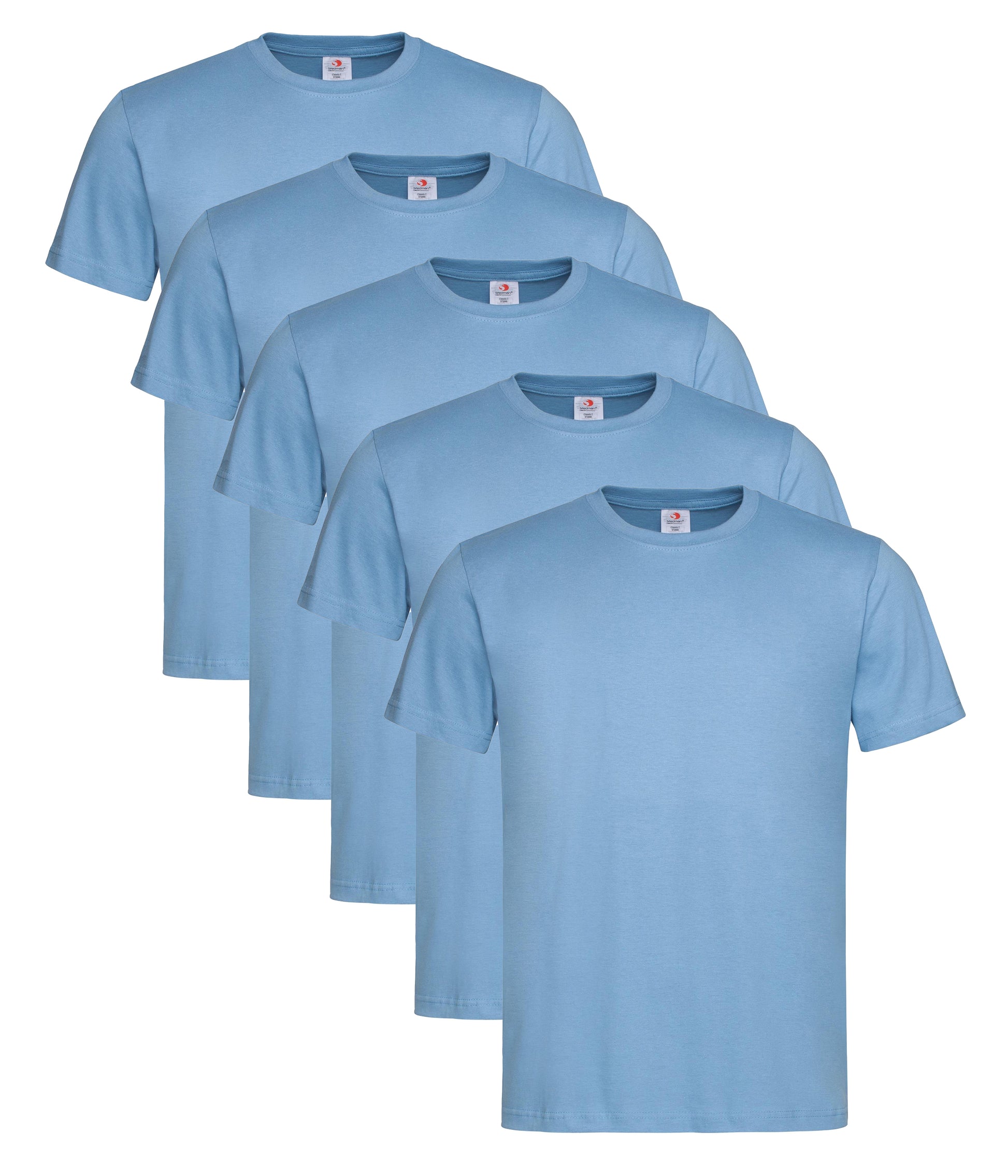 Stedman ST2000 Unisex Classic Regular Fit Crew Necked T-Shirt 155gsm 100% Cotton Mixed colors (pack of 5) - COOZO