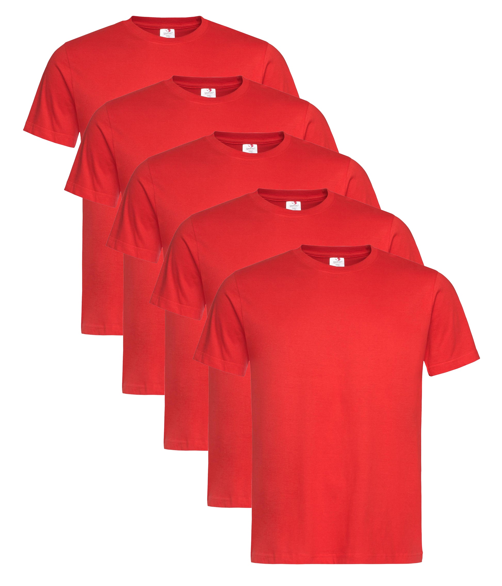 Stedman ST2000 Unisex Classic Regular Fit Crew Necked T-Shirt 155gsm 100% Cotton (pack of 5) - COOZO