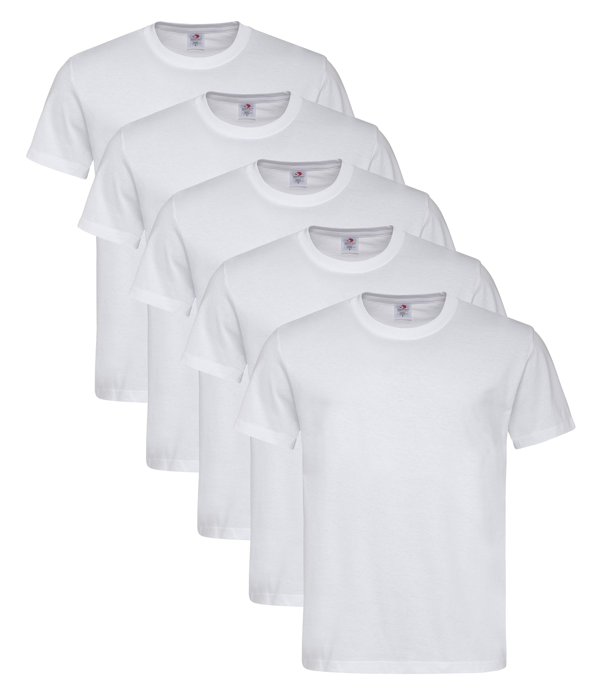 Stedman ST2000 Unisex Classic Regular Fit Crew Necked T-Shirt 155gsm 100% Cotton (pack of 5) - COOZO