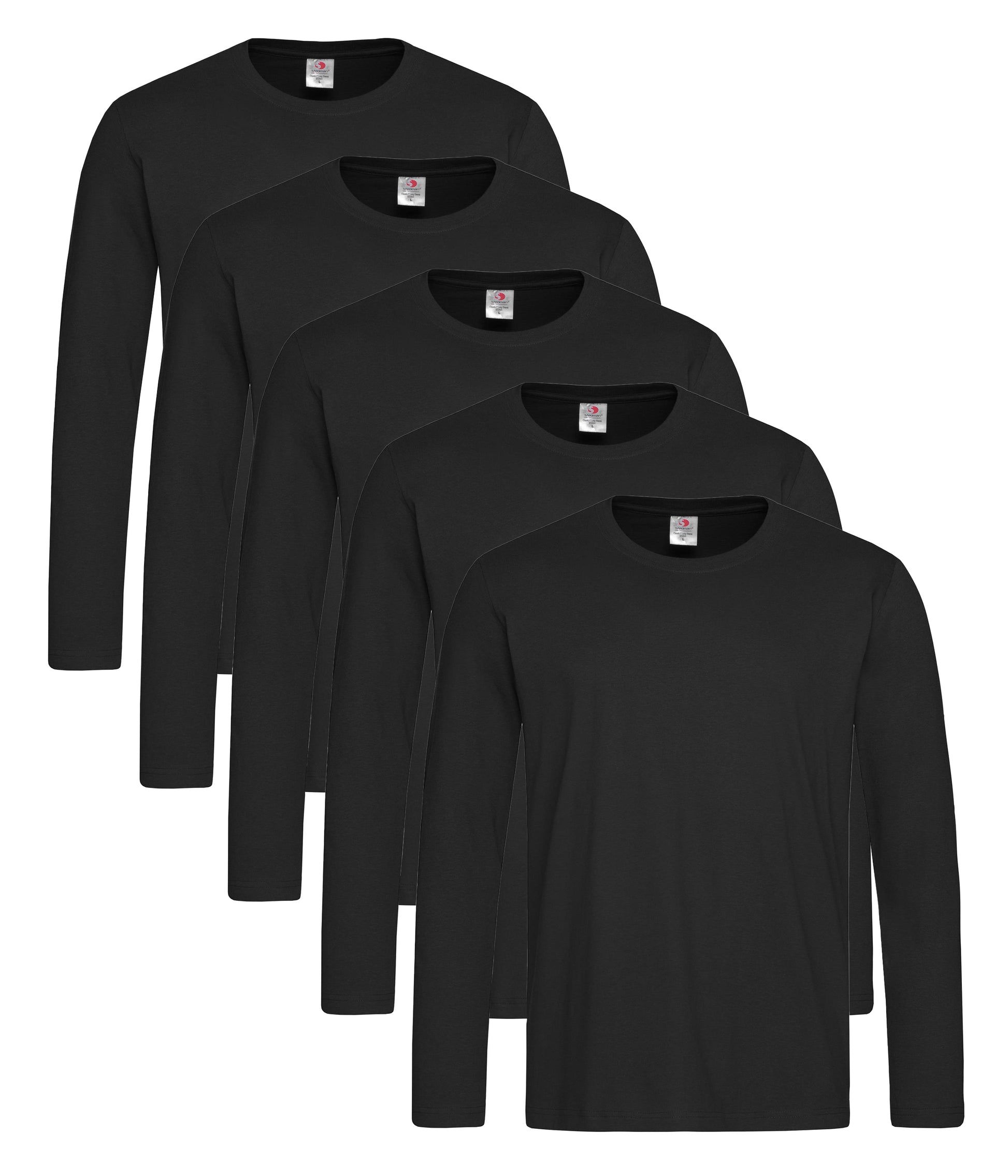 Stedman ST2500 Unisex Classic Long Sleeved Regular Fit T-Shirt 155gsm 100% Cotton (pack of 5) - COOZO