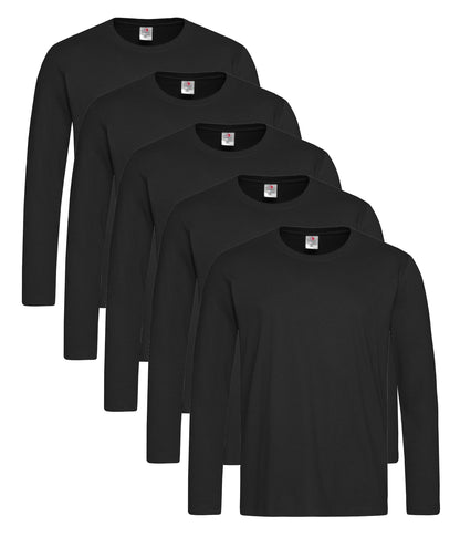 Stedman ST2500 Unisex Classic Long Sleeved Regular Fit T-Shirt 155gsm 100% Cotton (pack of 5) - COOZO