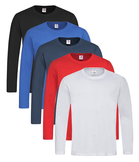 Stedman ST2500 Unisex Classic Long Sleeved Regular Fit T-Shirt 155gsm 100% Cotton (pack of 5) - COOZO