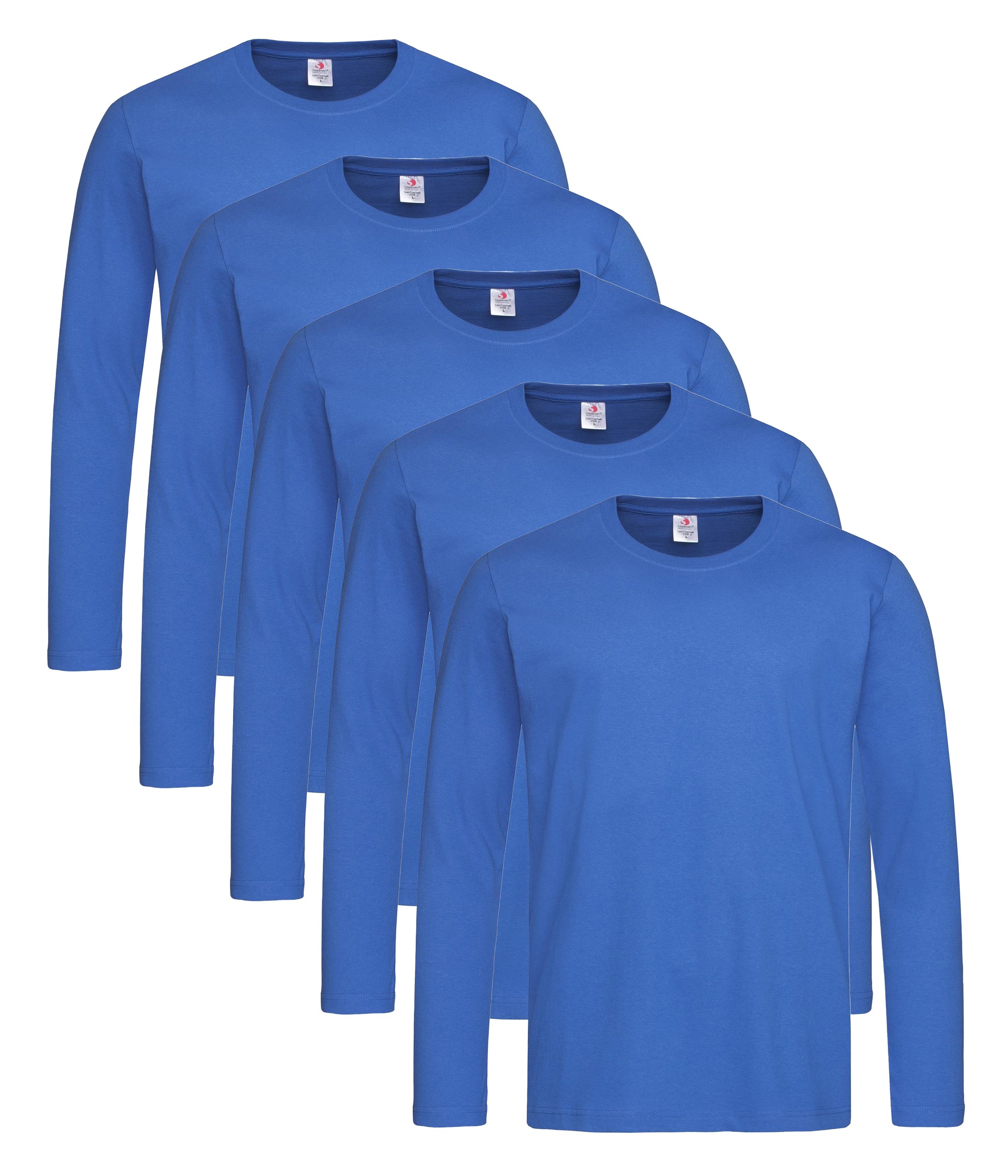 Stedman ST2500 Unisex Classic Long Sleeved Regular Fit T-Shirt 155gsm 100% Cotton (pack of 5) - COOZO