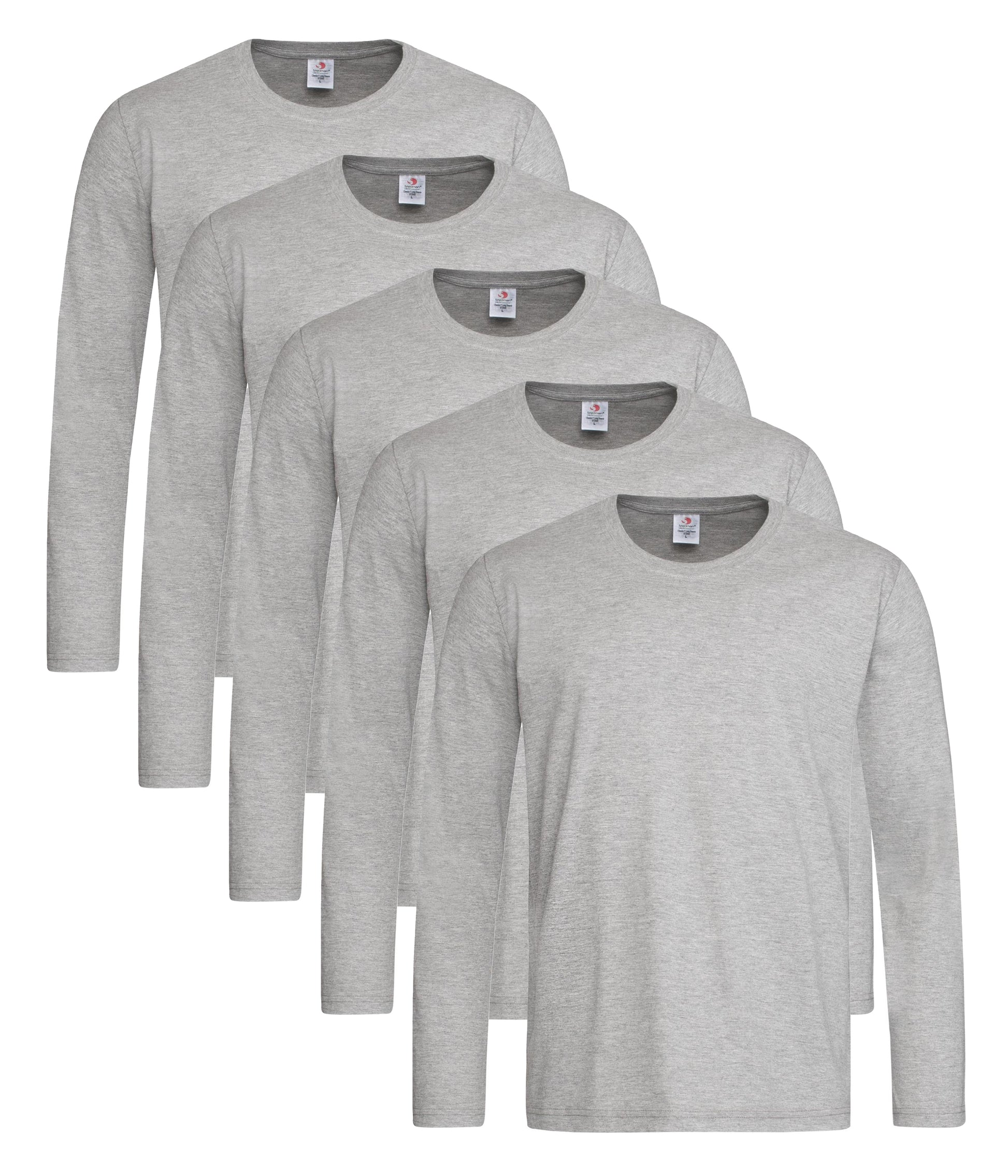 Stedman ST2500 Unisex Classic Long Sleeved Regular Fit T-Shirt 155gsm 100% Cotton (pack of 5) - COOZO