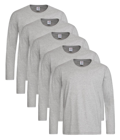 Stedman ST2500 Unisex Classic Long Sleeved Regular Fit T-Shirt 155gsm 100% Cotton (pack of 5) - COOZO