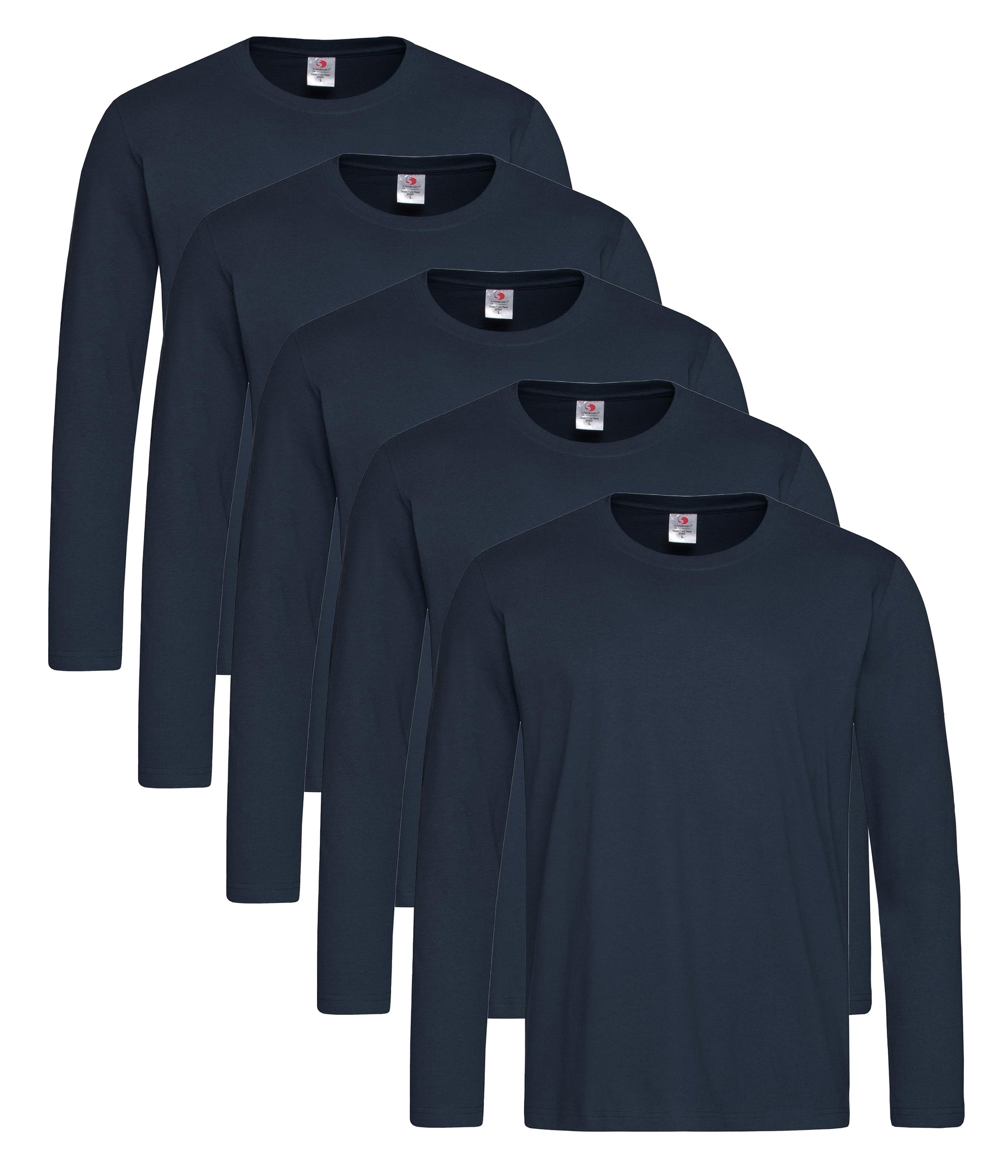 Stedman ST2500 Unisex Classic Long Sleeved Regular Fit T-Shirt 155gsm 100% Cotton (pack of 5) - COOZO