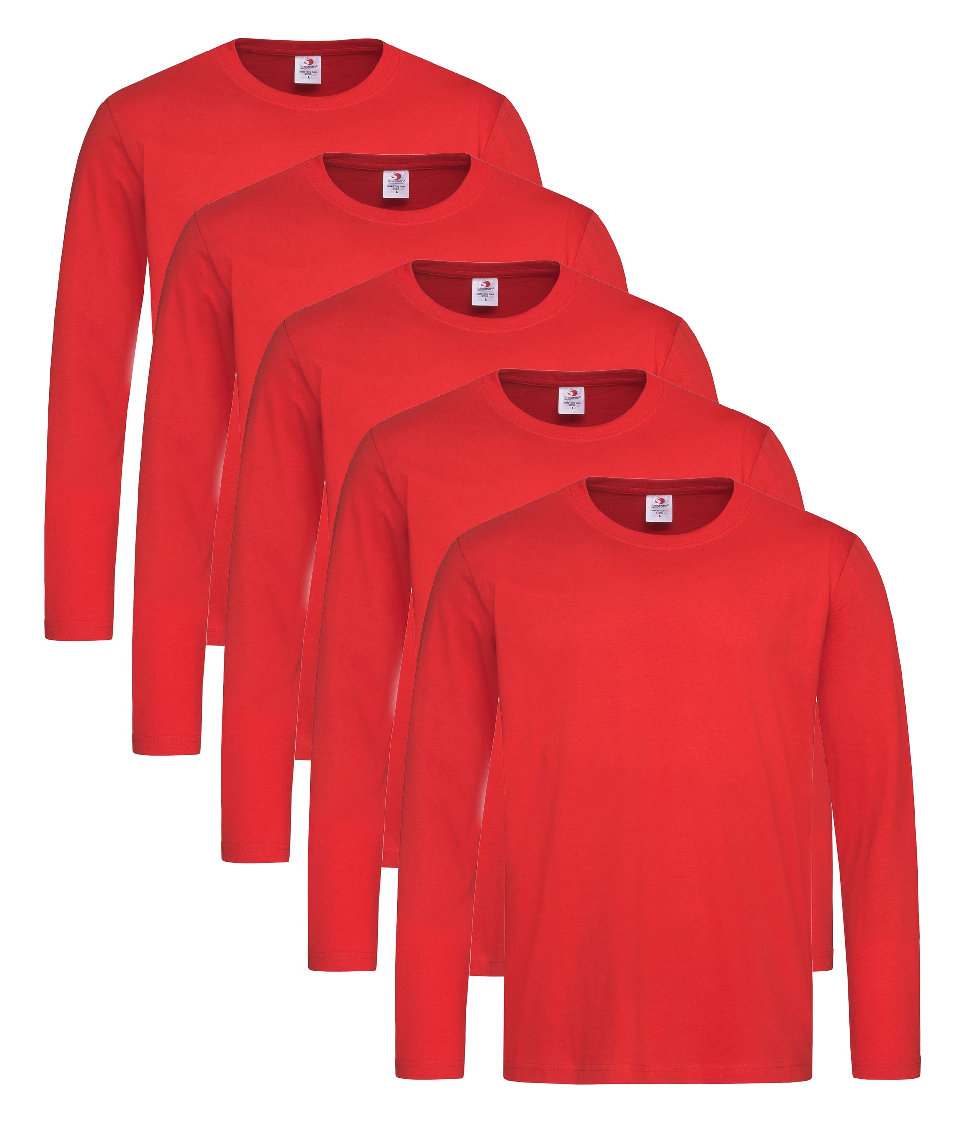 Stedman ST2500 Unisex Classic Long Sleeved Regular Fit T-Shirt 155gsm 100% Cotton (pack of 5) - COOZO