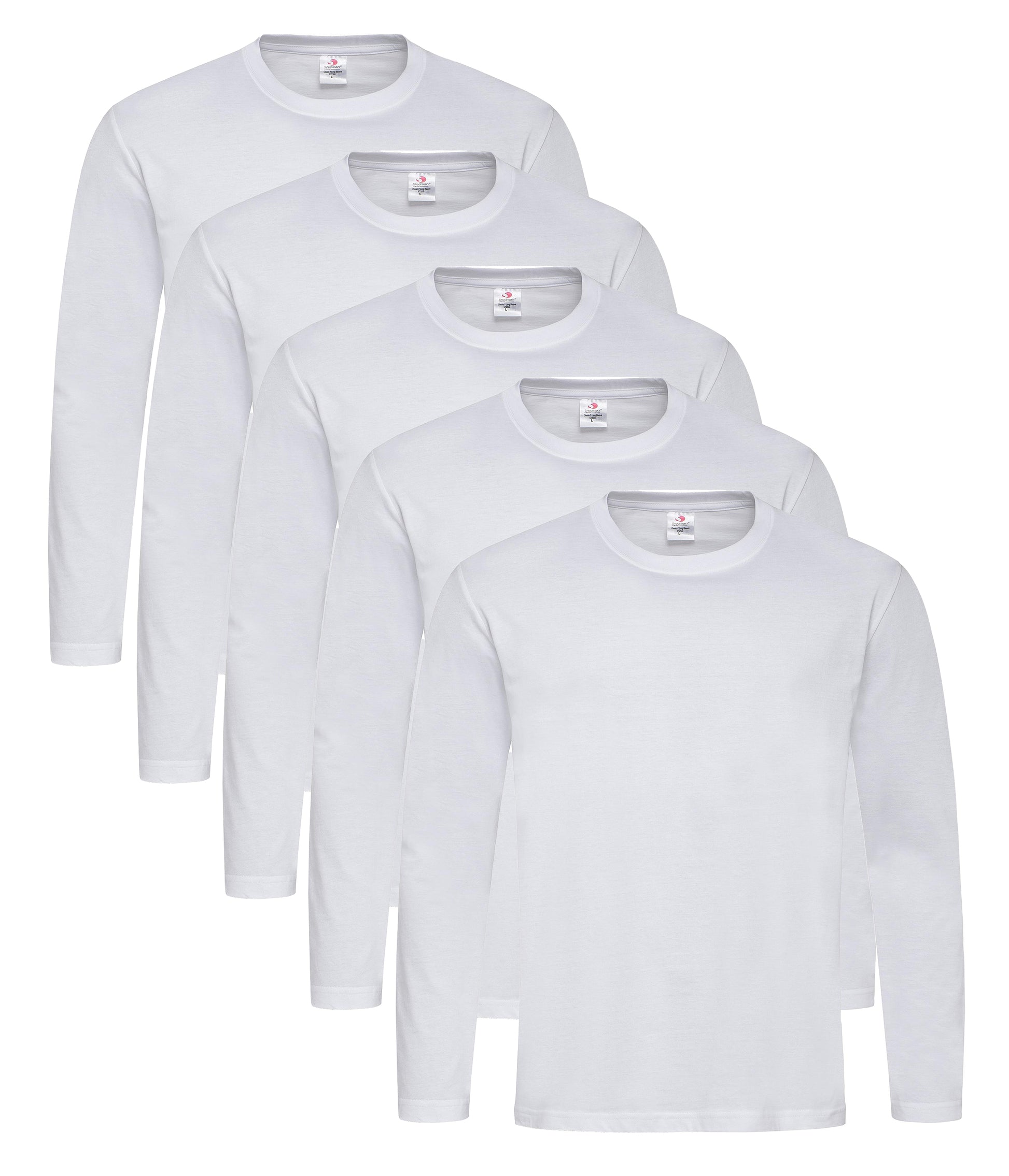 Stedman ST2500 Unisex Classic Long Sleeved Regular Fit T-Shirt 155gsm 100% Cotton (pack of 5) - COOZO