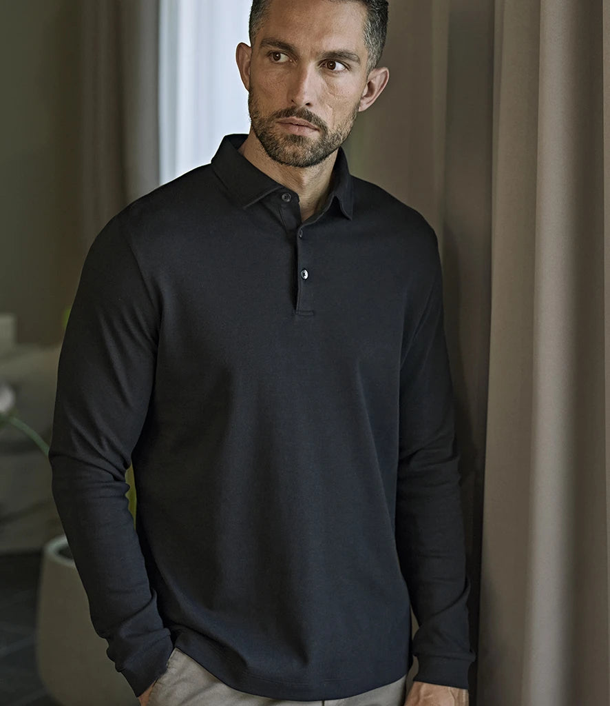 COOZO-Tee Jays Pima Cotton Long Sleeve Polo Shirt