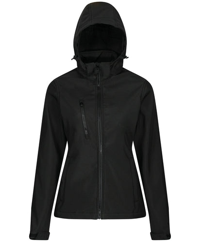 Regatta TRA702 Women's venturer 3-layer hoodedwaterproof wind resistant and breathable softshell jacket - COOZO